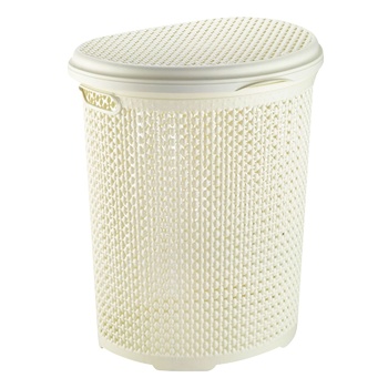 Bursev Pearl Plastic White Basket for Linen 45l