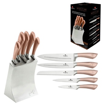 Berlinger Haus Passion Rose Gold Knife Set with Stand 5pcs