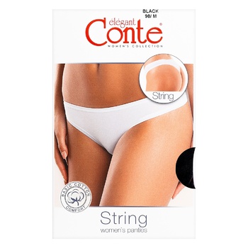 Conte Elegant Basic Collection String Women's Panties s.98/M Black