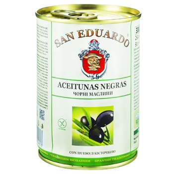 San Eduardo Whole Black Olives 280g - buy, prices for MegaMarket - photo 1