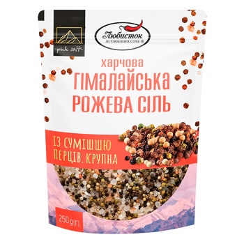 Сіль Любисток гімалайська рожева із сумішшю перців крупна 250г - купити, ціни на ЕКО Маркет - фото 1