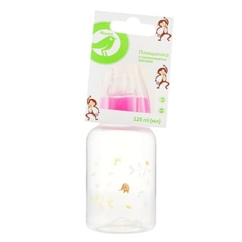 Auchan bottle for feeding with silicone nipple pink 125ml - buy, prices for Auchan - photo 1