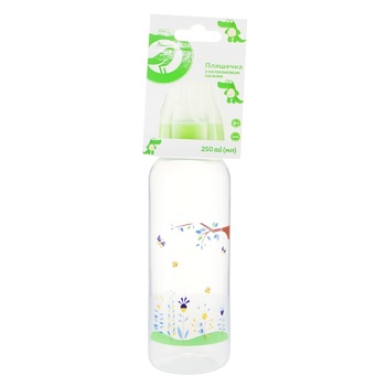 Auchan Bottle for feeding with silicone nipple light green 250ml - buy, prices for Auchan - photo 1