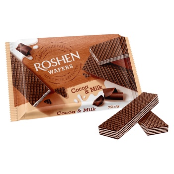 Вафлі Roshen Wafers Какао-молоко 72г