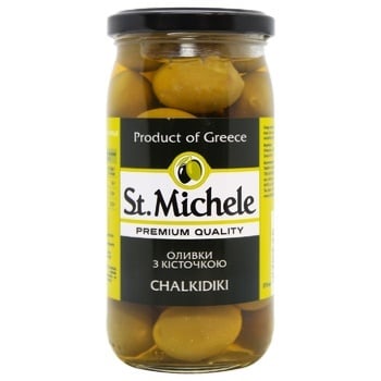 St.Michele Chalkidiki Whole Green Olives 370g - buy, prices for MegaMarket - photo 1