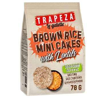 Trapeza Brown Rice Mini Cakes with Lentils 70g - buy, prices for COSMOS - photo 1