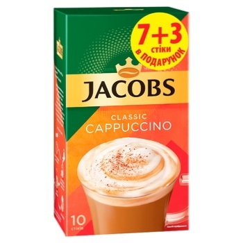 Jacobs Classic Cappucino Coffee Drink 7+3pcs 18.7g - buy, prices for - photo 1