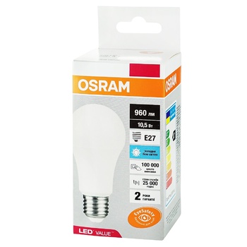 Лампа Osram А100 Е27 10,5Вт 6500к - купити, ціни на - фото 1