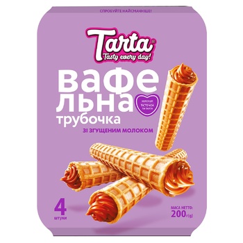 Тістечко Tarta Вафельна трубочка зі згущеним молоком 200г