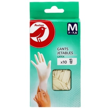 Auchan Household Disposable Gloves Size M 10pcs - buy, prices for Auchan - photo 1