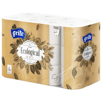 Grite Ecological 3-ply Toilet Paper 24pcs - buy, prices for MegaMarket - photo 1