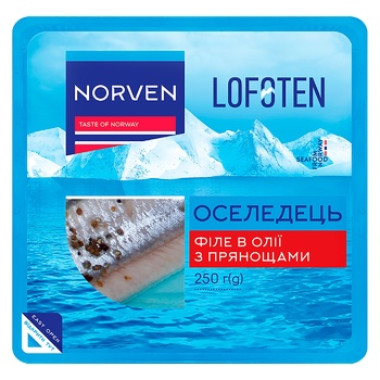 Оселедець Norven Lofoten філе в олії з прянощами 250г