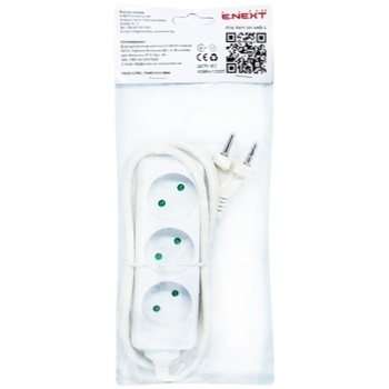 E.Next Extension Cord for 3 Sockets without Grounding 1.5m - buy, prices for Auchan - photo 1