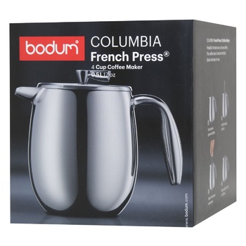 Bodum Columbia Matte Steel French Press Coffee Maker with Double Walls 0.5l