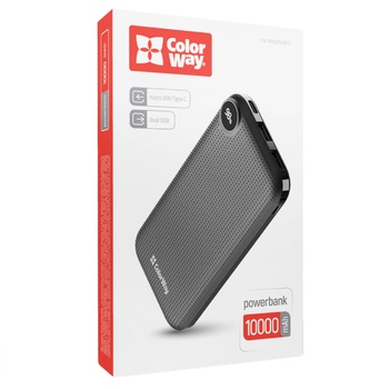 Мобильная батарея ColorWay Универсальная 10 000 mAh Slim LCD - купить, цены на Auchan - фото 1