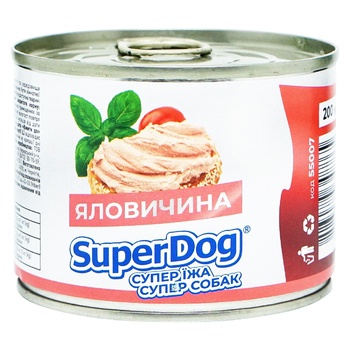 Паштет SuperDog Говядина для собак 200г - купить, цены на - фото 1