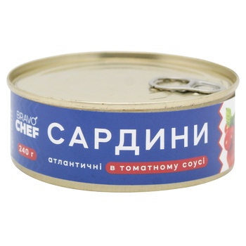 Bravo Chef Atlantic Sardine in Tomato Sauce 240g - buy, prices for METRO - photo 1