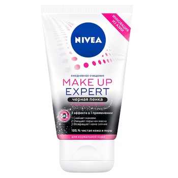 Пінка для вмивання Nivea Makeup Еxpert для нормальної шкіри чорна 100мл - купити, ціни на Восторг - фото 1