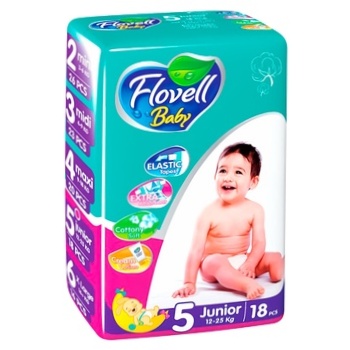 Підгузки Flovell Baby №5 12-25кг 18шт