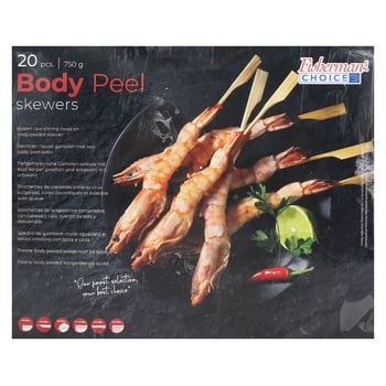 Fisherman's Choice Body Peel Black Tiger Shrimps with Head on Skewers 750g - buy, prices for WINETIME - photo 3