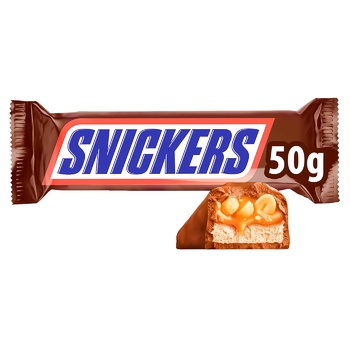 Батончик Snickers шоколадний з арахісом 50г