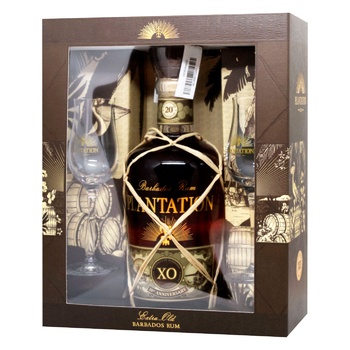 Plantation Barbados 20th Anniversary XO Rum 40% 0.7l + 2 Glasses - buy, prices for - photo 1