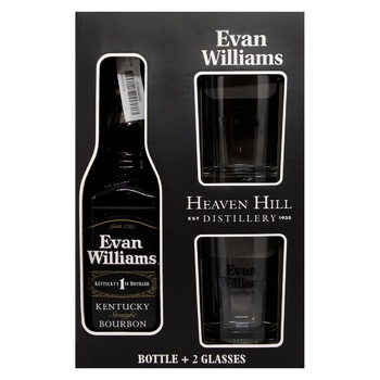 Бурбон Evan Williams Black 43% 0,75л + 2 келихи - купити, ціни на - фото 2