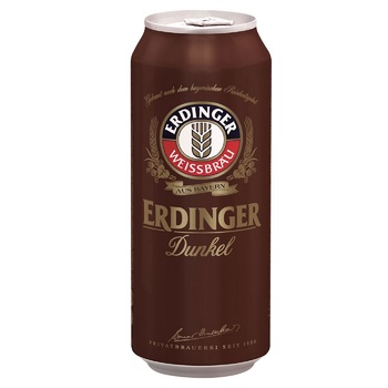 Пиво Erdinger Dunkel темное нефильтрованное 5.3% 0,5л - купить, цены на WINETIME - фото 1