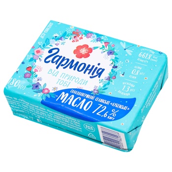 Масло Гармония Селянское Лубенское сладкосливочное 72,6% 180г - купить, цены на Чудо Маркет - фото 3