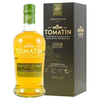 Віскі Tomatin French Collection Sauternes 12 років 46% 0,7л - купити, ціни на - фото 1