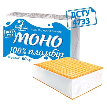 Мороженое Ласунка Моно пломбир брикет 18% 90г - купить, цены на Auchan - фото 1