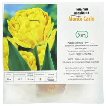 Тюльпан Monte Carlo подвійний 3шт - купити, ціни на Auchan - фото 1