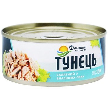 Тунець Домашні Продукти салатний у власному соку 150г - купити, ціни на Таврія В - фото 1