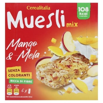 Батончики Cerealitalia Muesli Mix Манго & яблуко зернові 180г - купити, ціни на WINETIME - фото 2