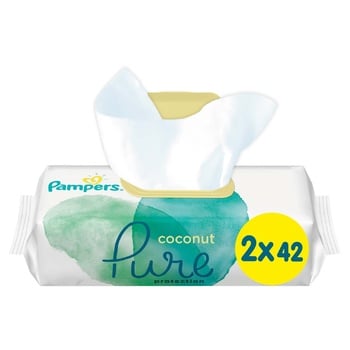 Салфетки Pampers Pure Coconut 84шт - купить, цены на Auchan - фото 1