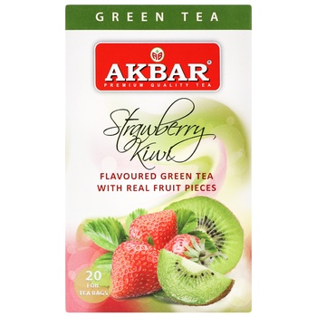 Чай зелений Akbar Strawberry & Kiwi 20шт*1,5г - купити, ціни на Auchan - фото 2