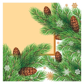 Silken Christmas Tree Branch with Cones Napkins 33x33cm 18pcs - buy, prices for - photo 1