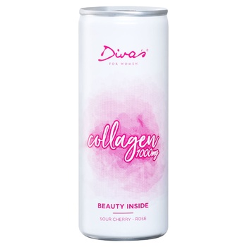 Напій Divas Collagen газований зі смаком вишні та троянди 250мл - купити, ціни на - фото 1