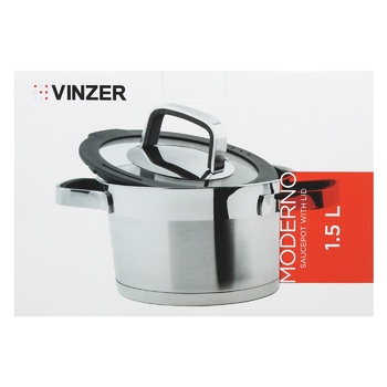 Каструля Vinzer Moderno Graphite Collection з кришкою 1,5л - купити, ціни на МегаМаркет - фото 2