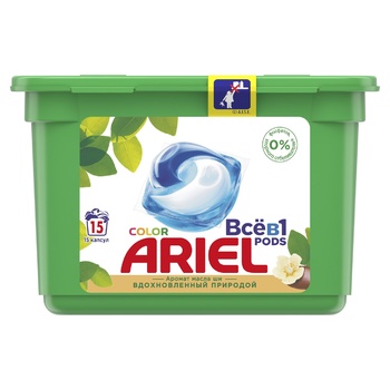 Капсулы для стирки Ariel Pods Все-в-1 Масло Ши 15шт - купить, цены на Auchan - фото 1