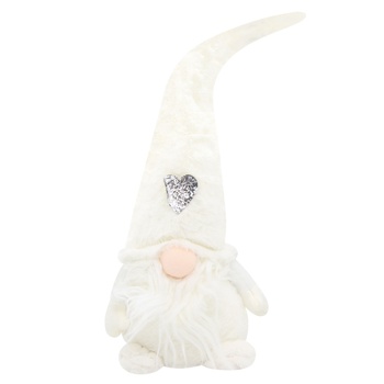 Zelena Gnome in Cream Color with Heart Christmas Statuette