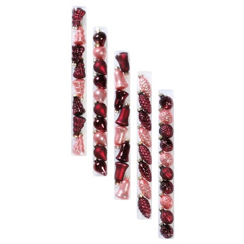 Inge Glas Mini Burgundy-Pink Christmas Decoration Set in Assortment