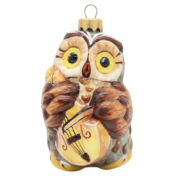 Rizdviani Istorii Owl with Double Bass Christmas Decoration