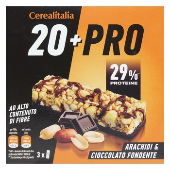 Cerealitalia 20+Pro Cereal Bar with Peanuts and Dark Chocolate 114g - buy, prices for WINETIME - photo 2