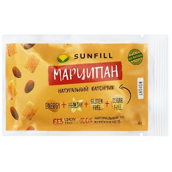 Батончик Sunfill Марципан без сахара и глютена 40г - купить, цены на Auchan - фото 1