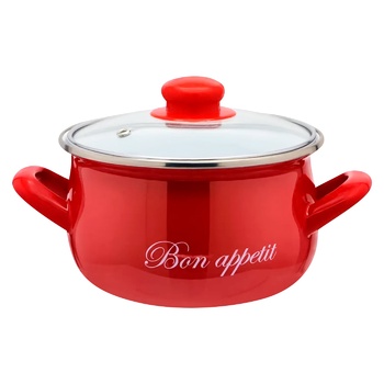Bon Appetit 2234C Red Pot with Glass Lid 3.1l - buy, prices for - photo 1
