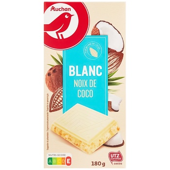 Шоколад Auchan белый с карамелью и кокосом 180г - купить, цены на - фото 1
