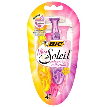 Бритва BIC Miss Soleil Colour женская 4шт - купить, цены на Auchan - фото 1