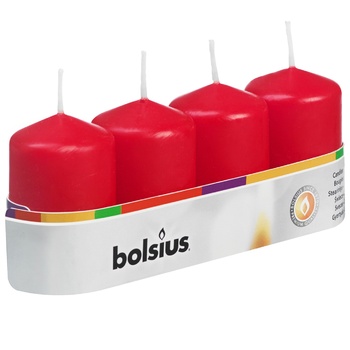 Bolsius Cylindrical Red Candle 4*6cm 4pcs