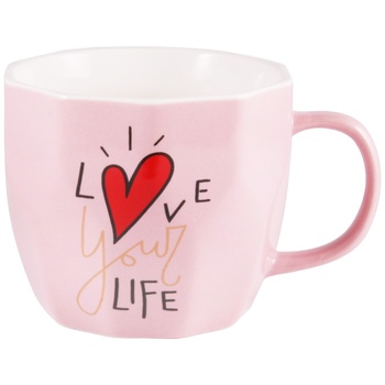 Кружка Milika Love Your Life Pink фарфоровая 360мл - купить, цены на Auchan - фото 1